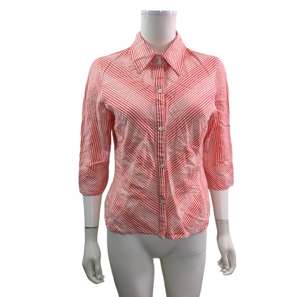 Dina K 3/4 Sleeve Button Down Striped Shirt